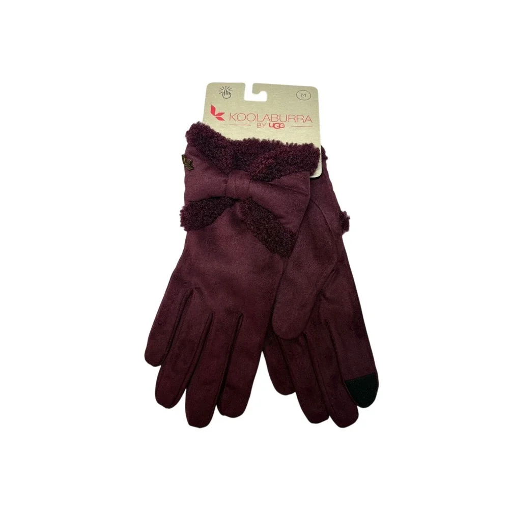 Koolaburra by UGG NWT Women Fig Colored Faux Suede‎ Bow Gloves - Size M